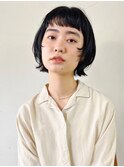 大人のボブウルフヘア/黒髪ボブ/コンパクトボブ/外ハネボブ