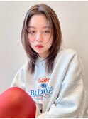ウルフレイヤー*レイヤーカット*くすみベージュ*センターパート