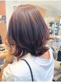 【ミディアムレイヤー×ピンクブラウン】