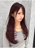 ラベンダーピンク×レイヤーカットスタイル