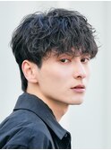 渋谷緩め波巻きパーマシャドウパーマメンズマッシュ刈り上げ