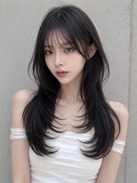ユーフォリア 新宿通り(Euphoria)&nbsp;韓国レイヤー黒髪ロングハッシュカットくびれヘア