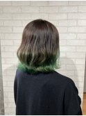 20代/30代/バレイヤージュ/ハイトーンカラー/グリーン