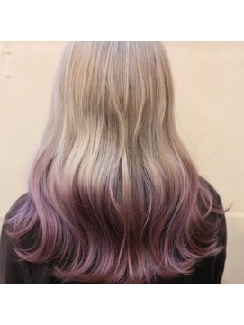 ボアップ 新居浜店(boappu) #グラデーション #水色 #パープル #グレー #ケアブリーチ