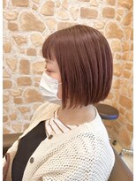 ヘアリゾートハピネス ボブ×ピンクオレンジカラー