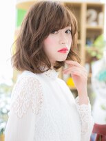 カバーヘア イヴ 戸頭店(COVER HAIR EVE)&nbsp;ことりベージュ斜めバングくせ毛風大人ボブc5戸頭20代30代40代