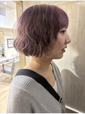 ブリーチカラー/ラベンダー/天神パーマ/コテ巻き風パーマ