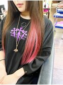 10代20代30代シールエクステロングインナーカラーピンク韓国ヘア