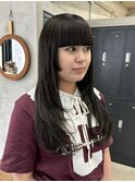 ワイドバング、オリーブグレージュ、ブリーチなし