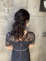 ハーフアップ　結婚式ヘアセット　ヘアセット
