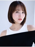 ミニボブ愛されショートシンプルストレートぱっつん前髪大人女子