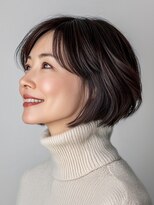 グリンプス 大濠店(Glimpse) ショート ショートボブ センターパート 30代40代 白髪ぼかし