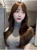 韓国ウェーブヘア前髪カットレイヤーカット髪質改善銀座