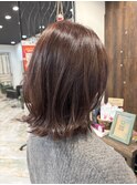 ロングショートワンカールパーマカーキグレージュ前髪錦糸町
