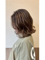 エスドットブルーム 梅田店(S.BROOM) 大人ベージュハイライトボブ 大阪梅田