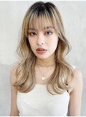 ロングレイヤースタイル_ホワイトグレージュネビージュ_8739
