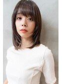 大人かわいい前髪セシルカットココアブラウンフリンジウェーブ