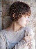大人可愛い20代30代40代黒髪前下がりひし形小顔ボブ丸みショート