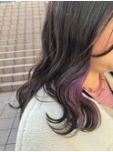 イヤリングカラーくすみパープルミディアムインナーカラー
