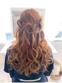 お花とハートのハーフアップ