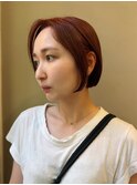 【大前晴奈】ブリーチなしWカラーでオレンジブラウン×ミニボブ