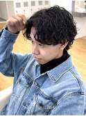 【黒髪サーフカールパーマ】名古屋メンズセンターパートコンマ