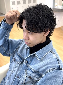 ビカム 名駅(become) 【黒髪サーフカールパーマ】名古屋メンズセンターパートコンマ