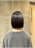 切りっぱなしボブ×縮毛矯正