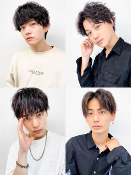 アース 明石店(EARTH) 30代40代メンズ刈り上げフェードスタイルかき上げ短髪ワイルド