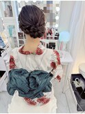 サイドお団子ヘア／アップヘア／サイドアップ／浴衣ヘアセット