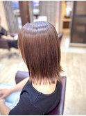 縮毛矯正/顔周りレイヤー/ミディアムスタイル