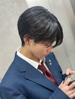 メンズサロン キング 心斎橋店(Men’s salon K!ng)&nbsp;フェザーショートアップバングセンターパートメンズハイライト