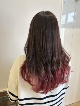 ピンクブラウン/グラデーション/毛先カラー/チェリーピンク