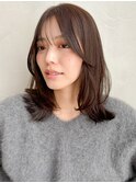 前髪アンブレラカラーナチュラルカールイメチェン愛され艶感