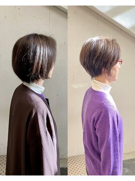 ハルキ ミナト ジャパン オオサカ(HARUKI MINATO japan OSAKA) 40代50代小顔似合わせカットくびレイヤーエモージュ大人可愛い