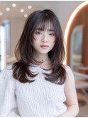 レイヤーカット/エアリーロング/丸顔/美髪髪質改善/大人かわいい
