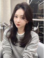 ラルムバイシー 新宿(LARME by Sea)&nbsp;前髪なし毛流れレイヤーカット×アッシュブラウン(韓国/前髪)