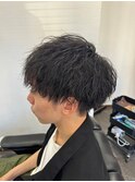ダークアッシュ/アッシュブラック/カルマパーマ/ベリーショート
