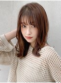 前髪 アンブレラカラー こなれミディ イメチェン ウェーブパーマ