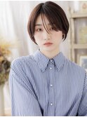 小顔補正カットうざバング透明感丸みショートa川口20代30代40代