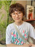 30代ショートウルフ前髪パーマくびれひし形抜け感