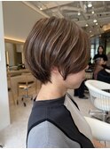 表参道髪質改善カラーウルフショートカットベージュアッシュ40代