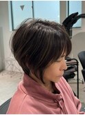 白髪ぼかしハイライト×ショートボブ【白髪ぼかし/船橋】