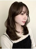 小顔似合わせ顔まわりカットレイヤーグレージュ20代30代40代