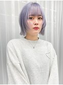 ホワイトパープル レイヤーボブ