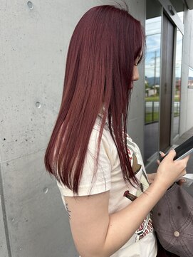アチーブ ヘア デザイン(achieve hair design) ハイトーンワインレッドニュアンスカラーロング艶感大人可愛い