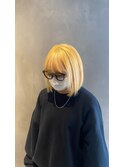 大人かわいい前下がりボブ×ハイトーンカラー 髪質改善Tr