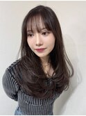 顔まわりレイヤー 艶カラー 暗髪 韓国風 髪質改善 福岡美容室