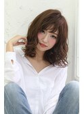 ふんわりコットンエアリーカール重め鎖骨ミディ