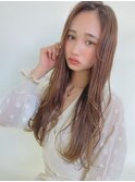 髪が柔らかく見えるゆるふわ愛されブラウンカラー